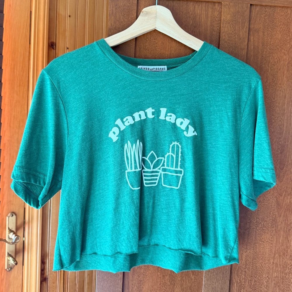 Plant Lady Cropped T-shirt Green Size Medium